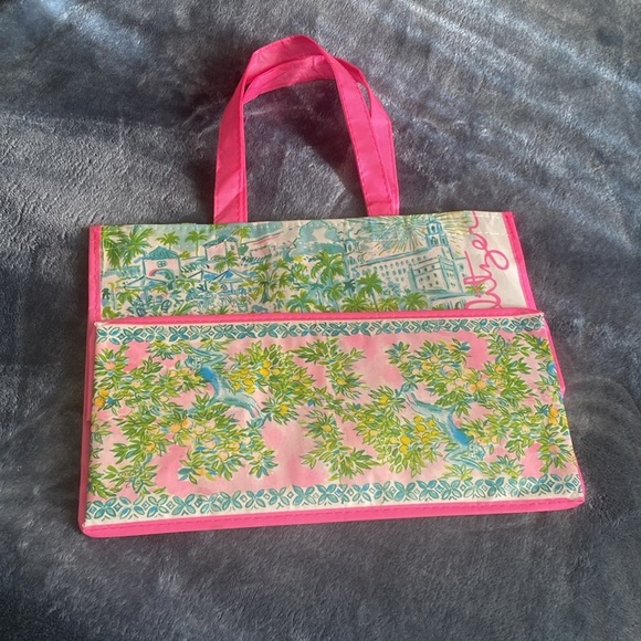 Lilly Pulitzer Vibrant Pink and Green Map Print Tote - Picture 3 of 5